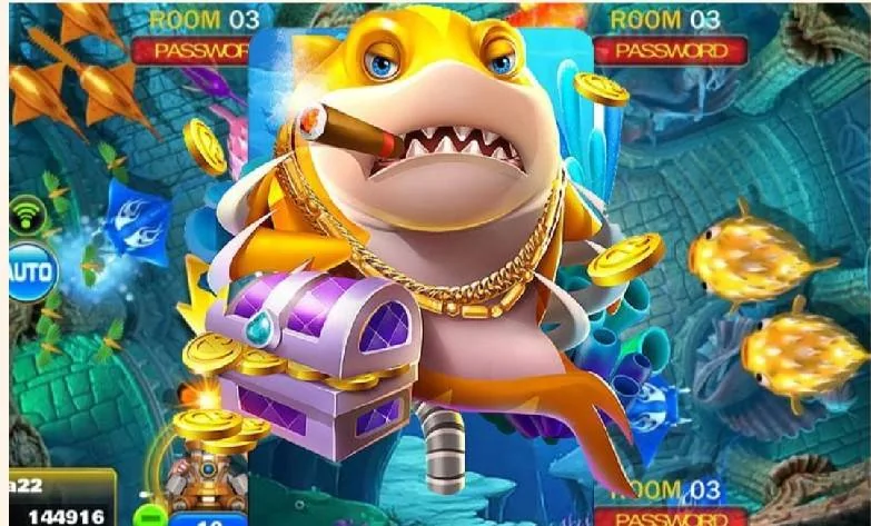 Ilustrasi permainan tembak ikan dengan target bawah laut